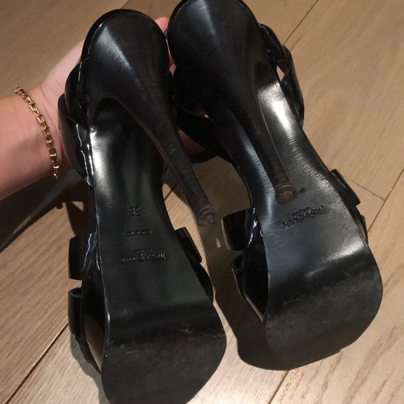 YSL TRIBUTE 105 PATENT LEATHER PLATFORM SANDALS - Picture 3 of 4